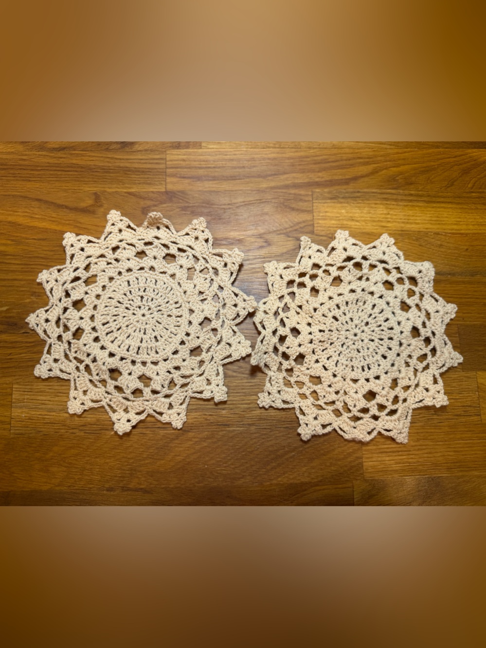 Crochet Doilies - Brown - Pair